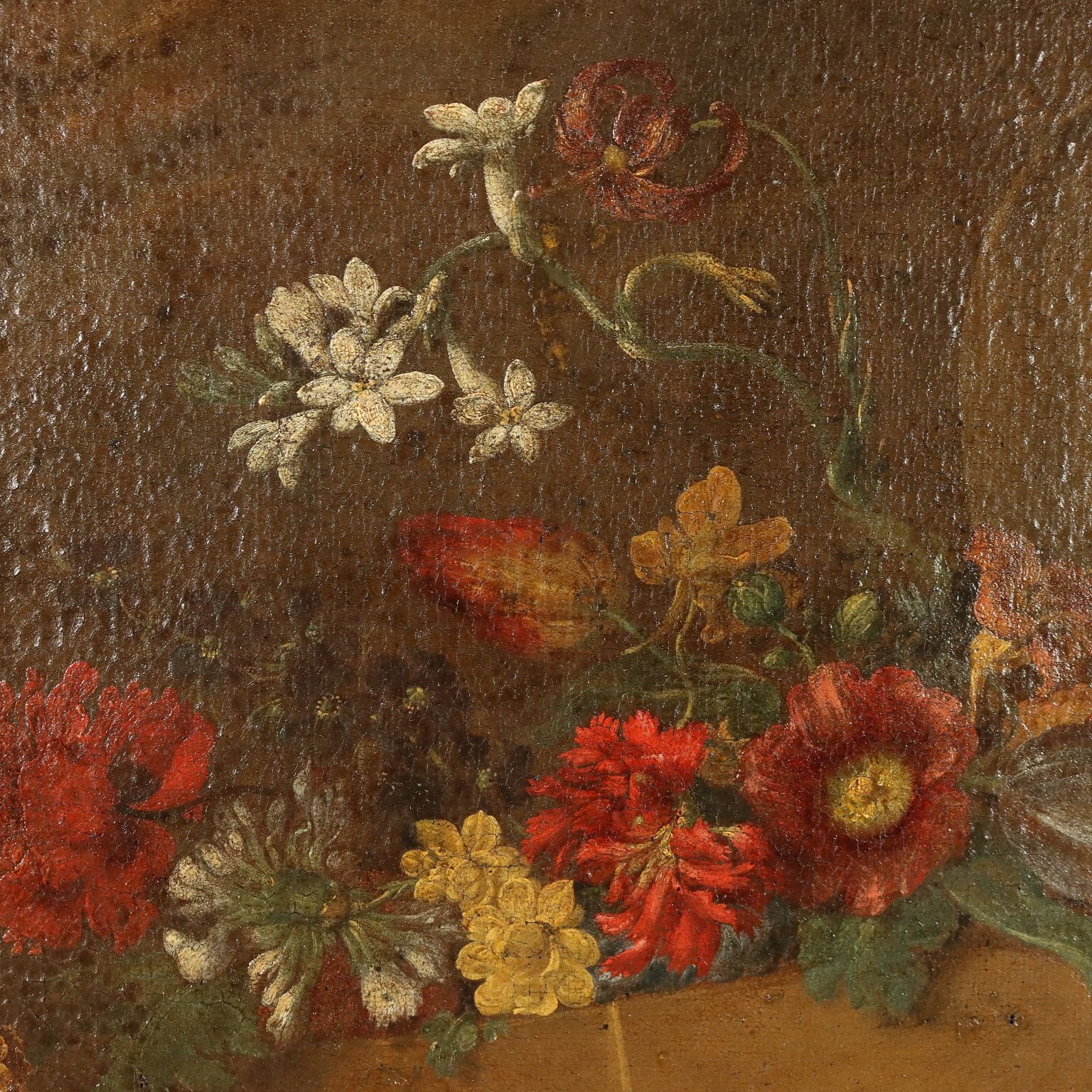Antique Painting With Still Life Oil On Canvas XVIII Century photo Art