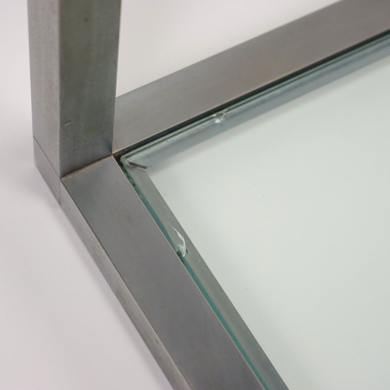 Vintage 1960s Cubic Coffee Table Glass Metal Italy photo vintage