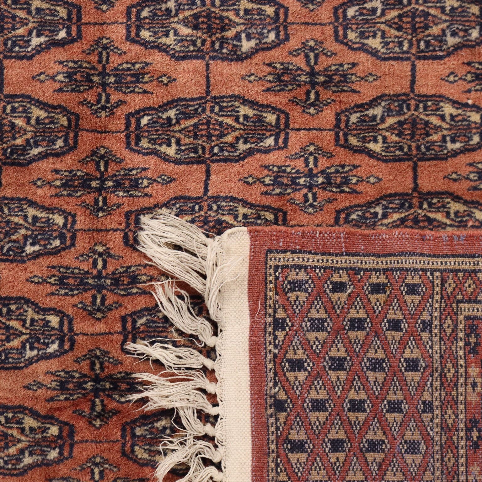Antique Bukhara Carpet Cotton Wool Thin Knot Pakistan 71 X 48 In photo vintage