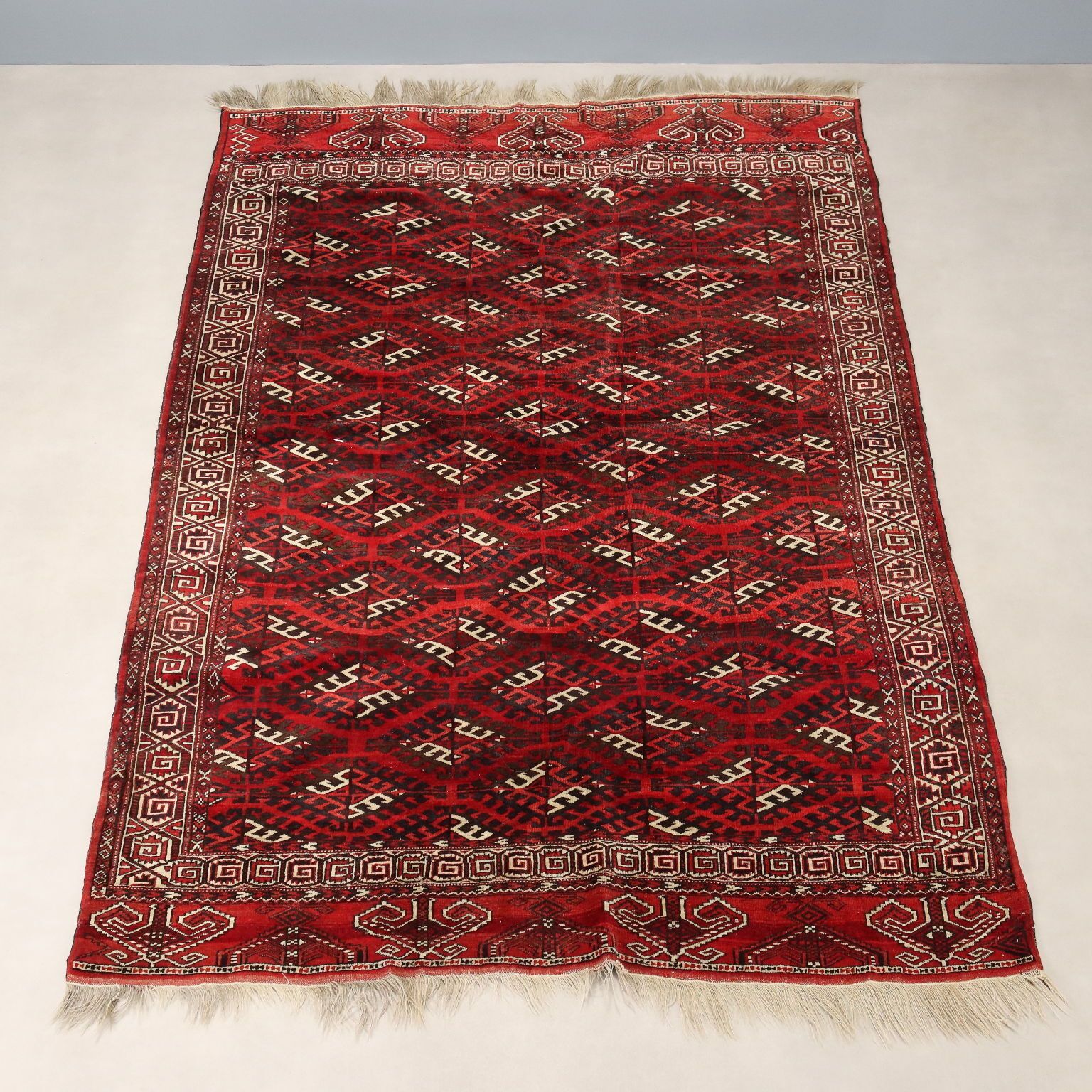Antique Bukhara Carpet Wool Thin Knot Turkmenistan 102 X 71 In photo for sale