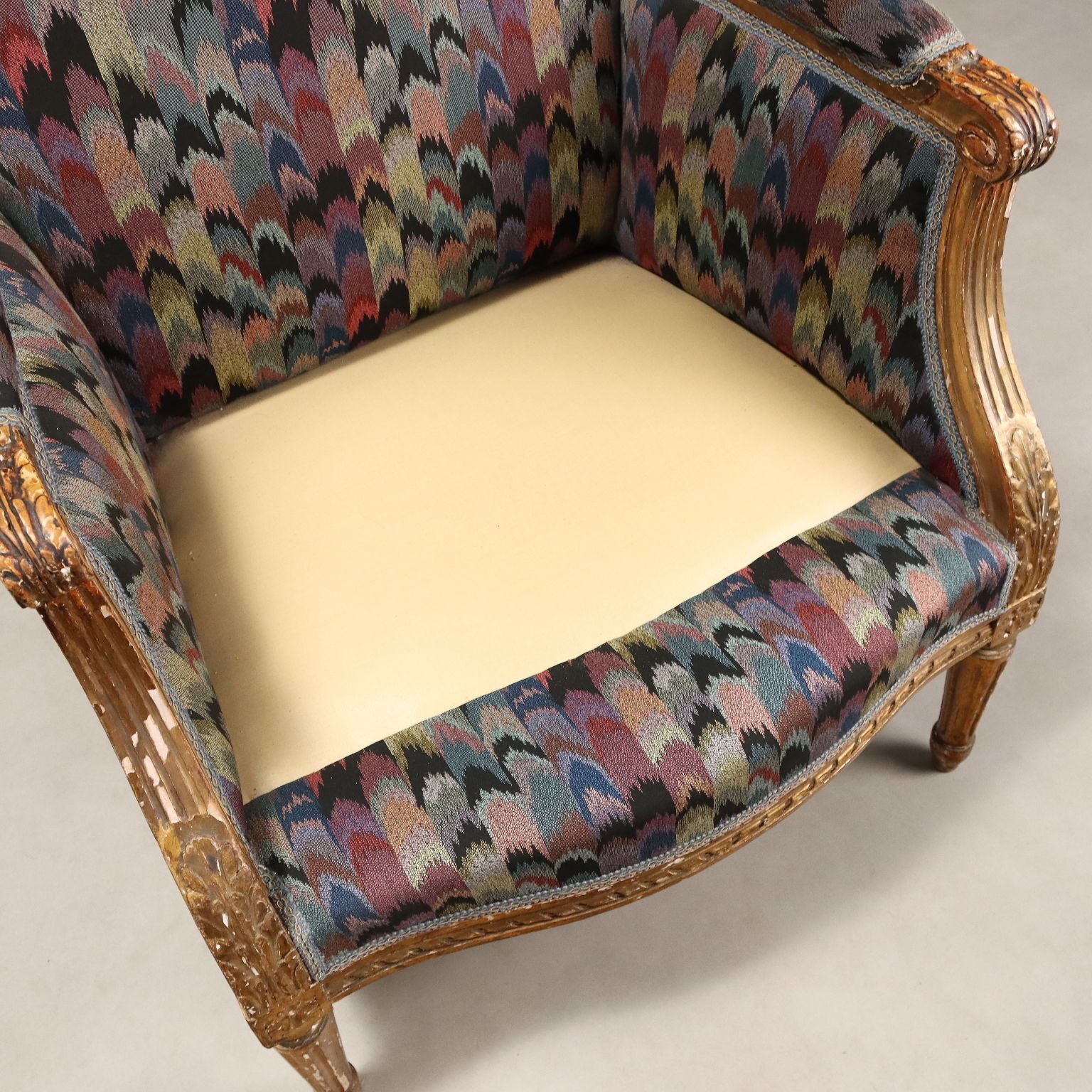 Armchairs Neoclassical Style Carved Wood XIX Century photo vintage