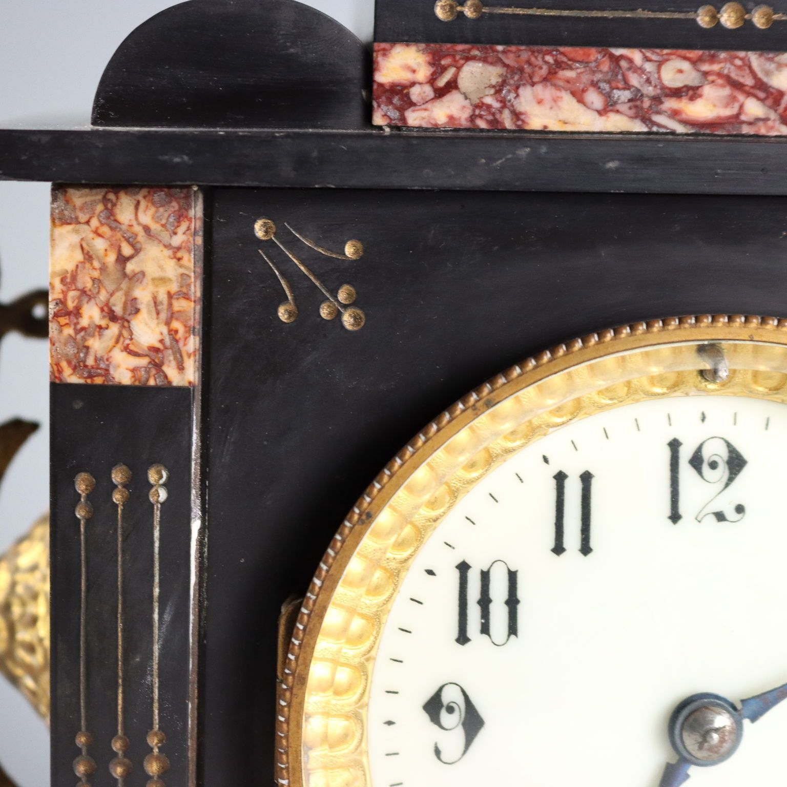 Antique Triptych Clock Bronze Marble Decorations France XIX XX Century photo 310.0