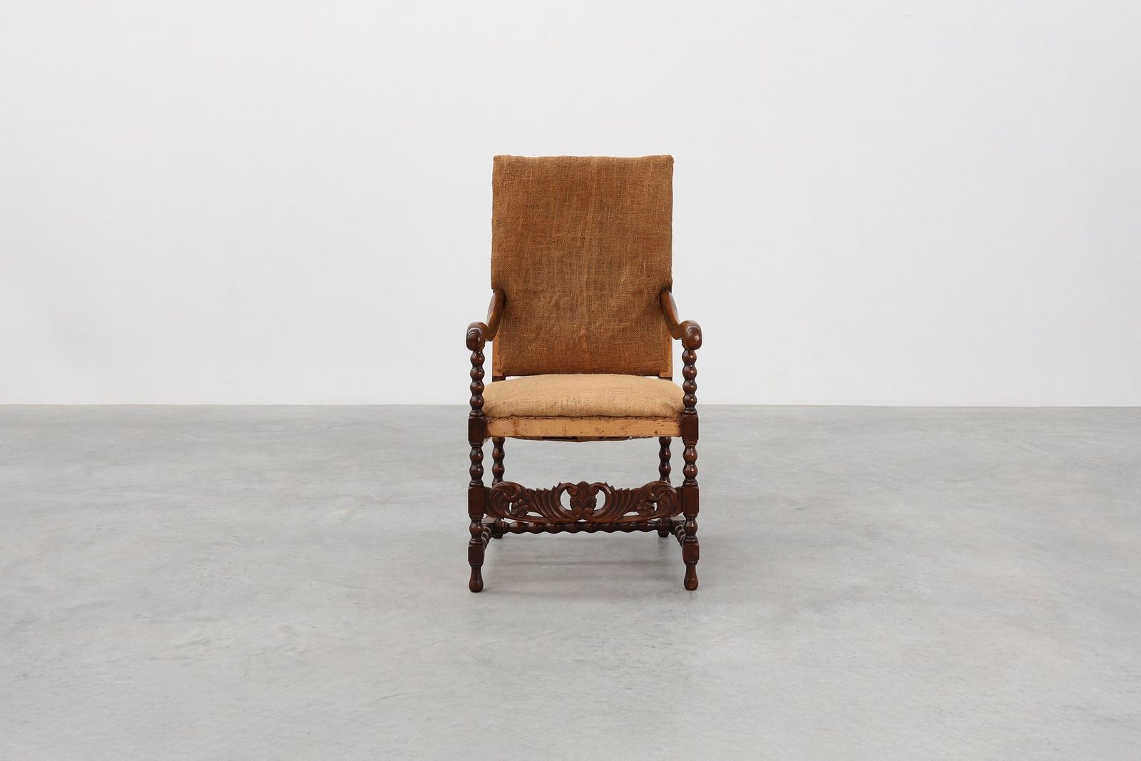 Antique Belgian Baroque Armchair In Wood And Leather, 1700s photo vinterior