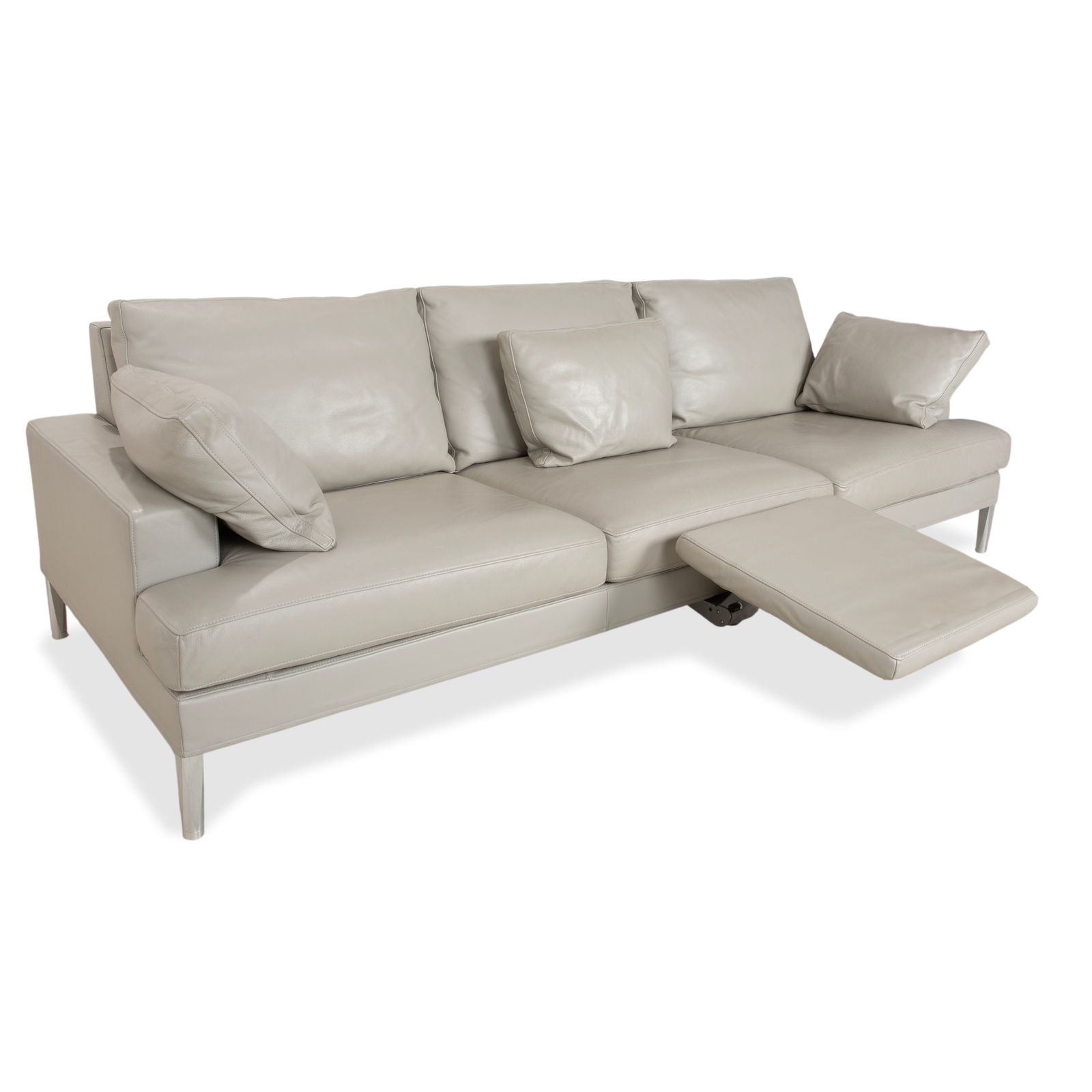 Canapé FSM Clarus 3 places en cuir gris pebble, fonction manuelle photo Mobilier