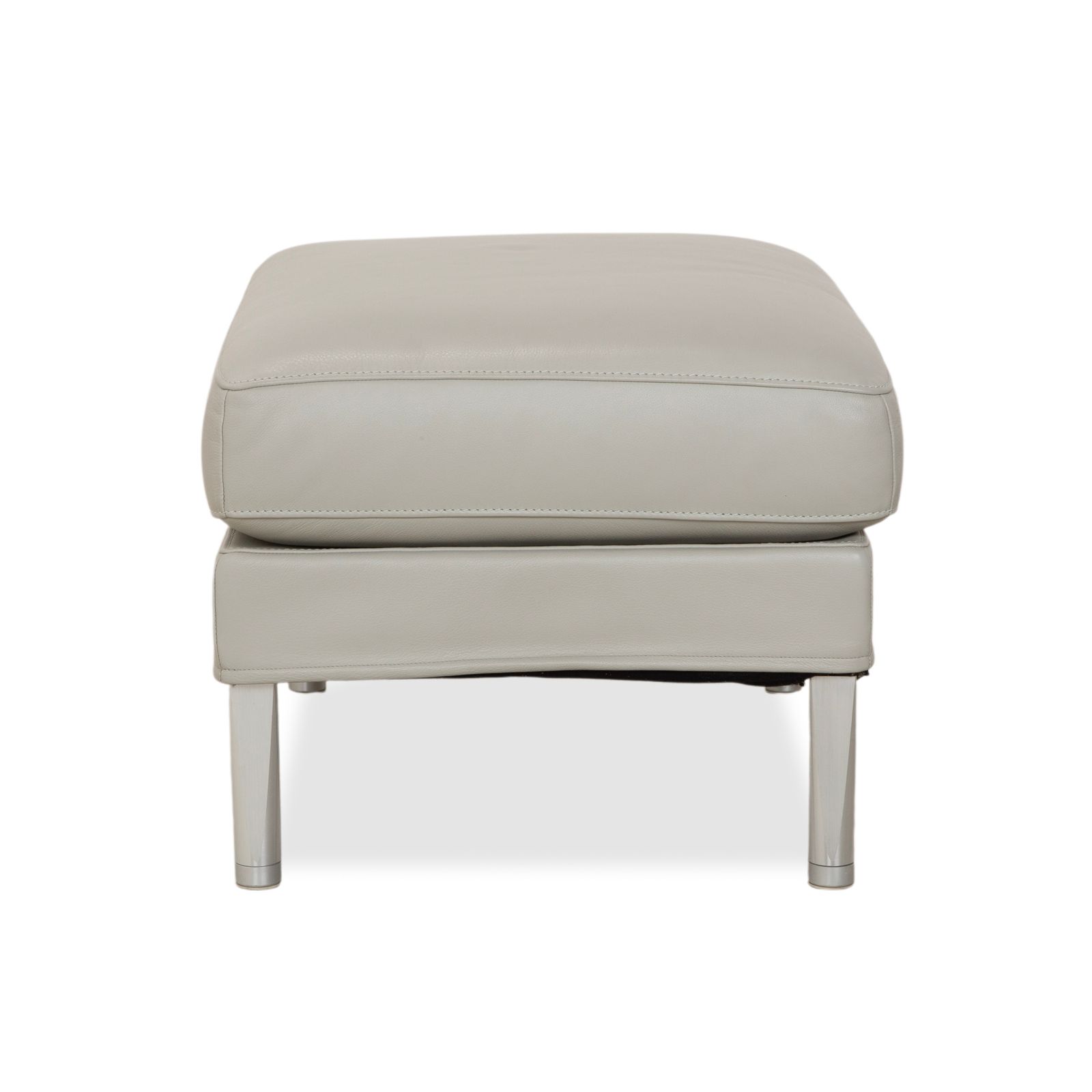 photo furniture Tabouret Fsm Clarus en cuir gris pebble