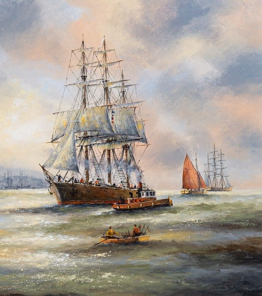 Ken Hammond (British B.1948) Large Superb Maritime Ships Seascape Oil Painting photo Art