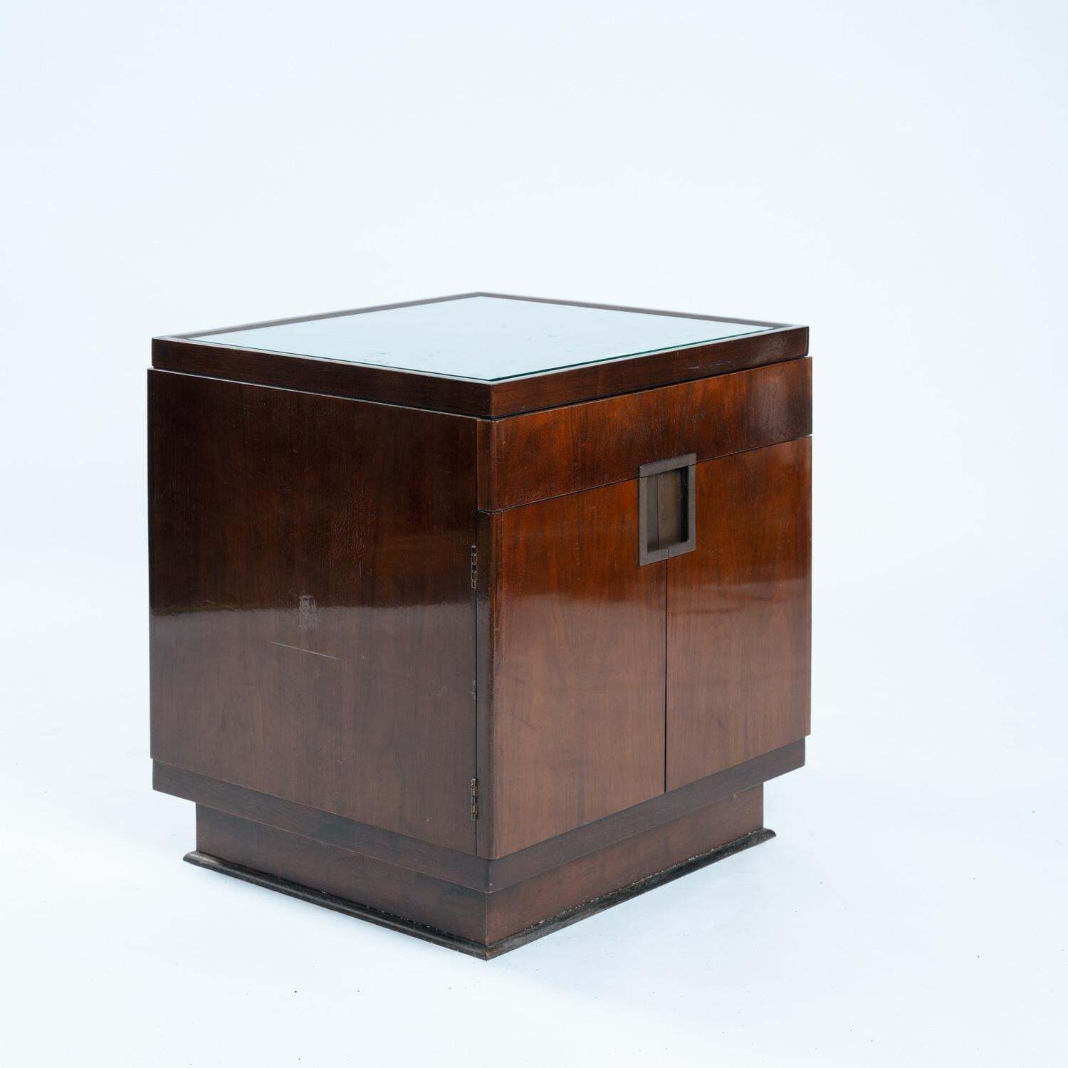 Art Deco Style Walnut Veneered Drawer Cabinets Or Nightstands By Baker Furniture photo 2852.0