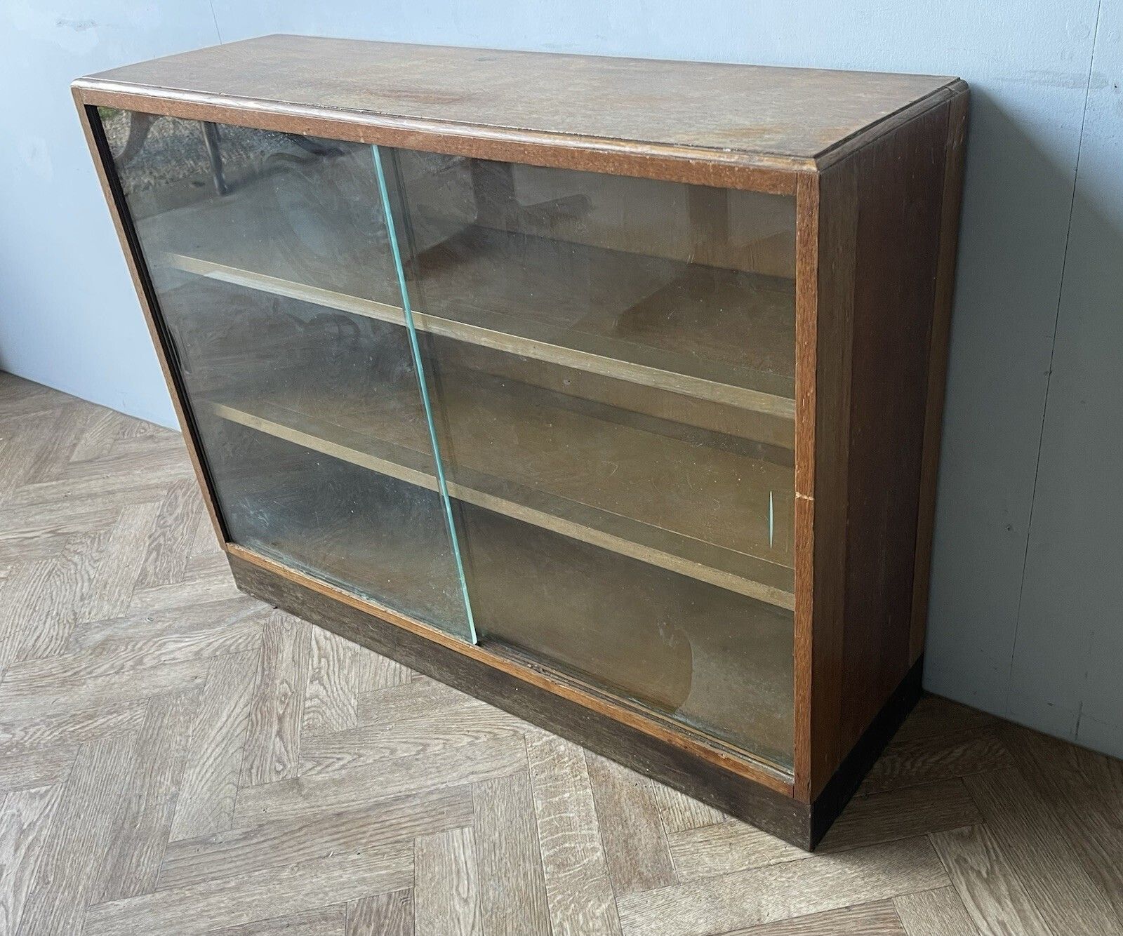 Mid Century Modern Vintage Retro Glass Fronted Bookcase Cabinet