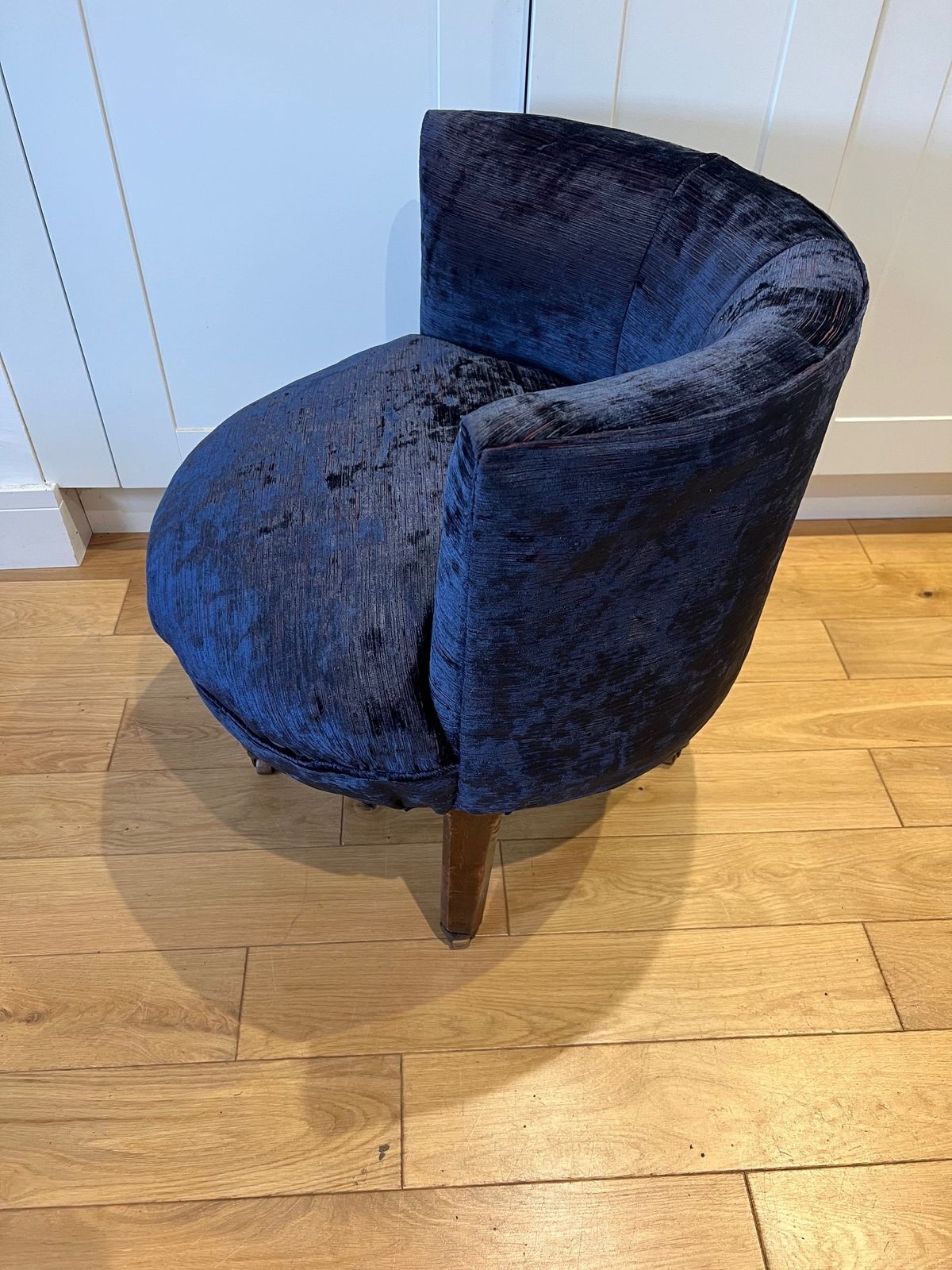 Unusual Victorian Chair Reupholstered And Covered In Dark Blue Mulberry Home Velvet photo Furniture