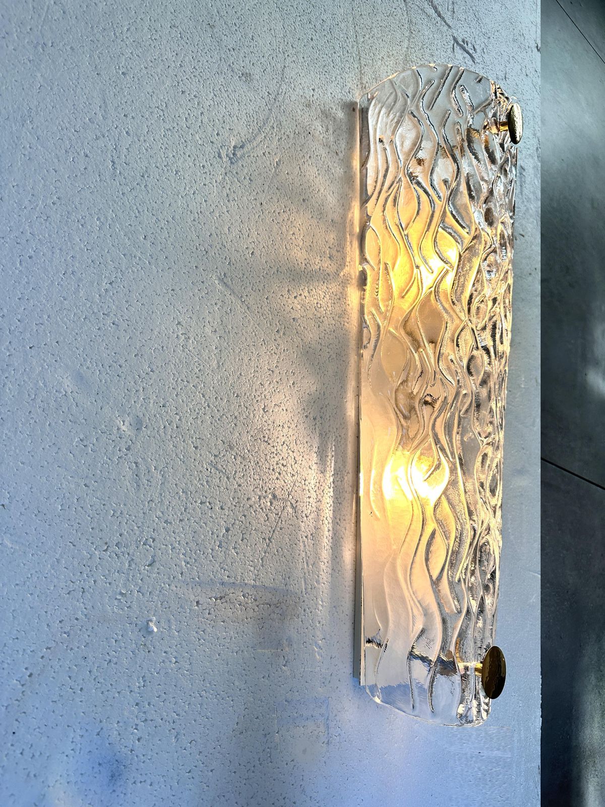 Set Of Twio Huge Italian Clear Murano Glass Wall Sconce In Mid Century Modern Style photo vinterior