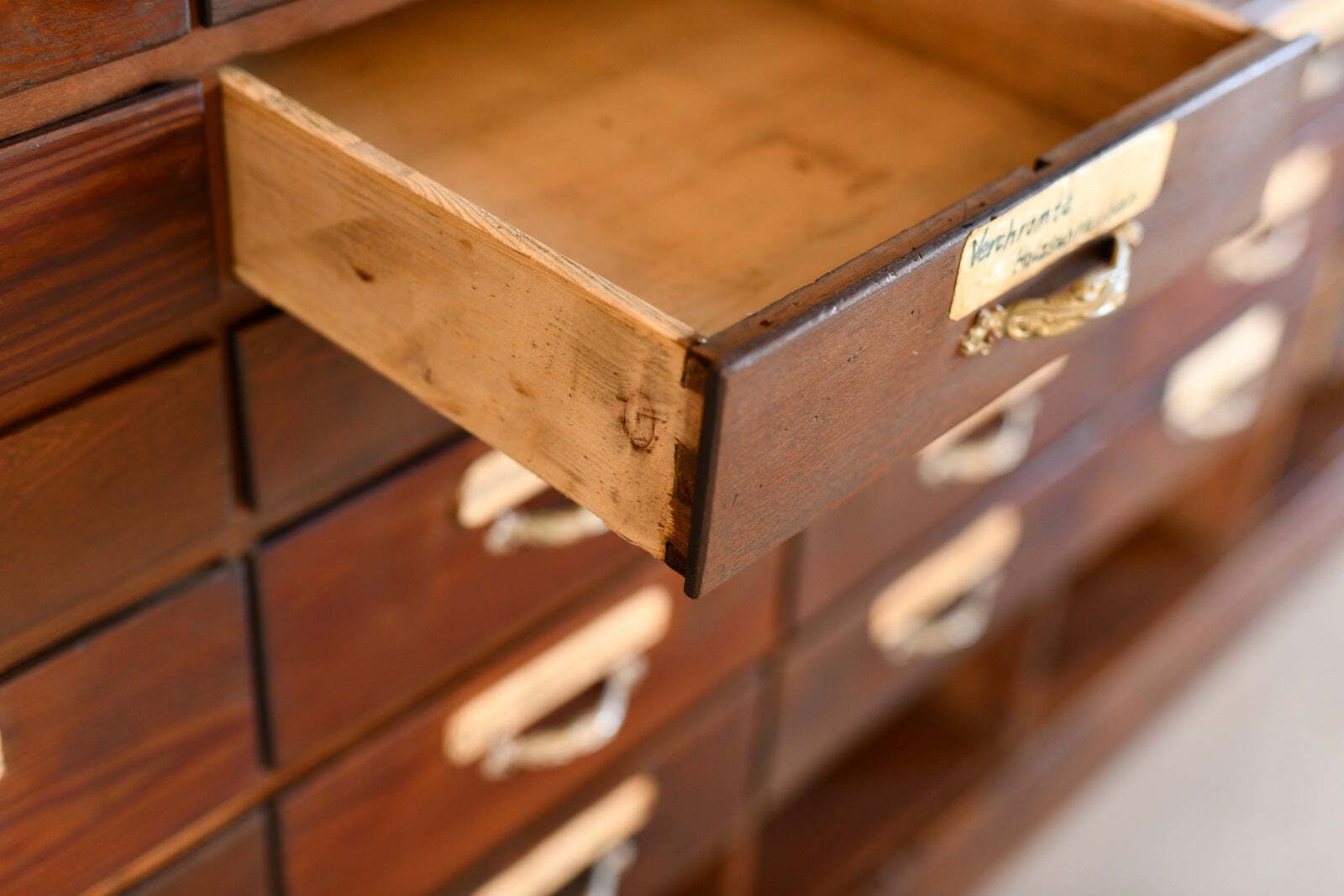photo for sale Art Nouveau Ironmongers Drawers Circa 1910
