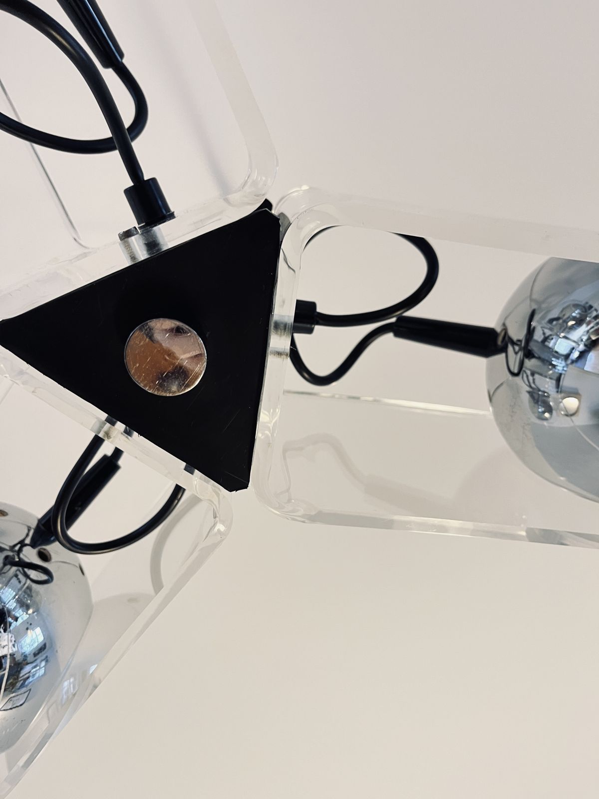 Vintage Chrome & Acrylic Pendant Lamp In The Style Of Gino Sarfatti, Space Age, Italy, 1970s photo furniture