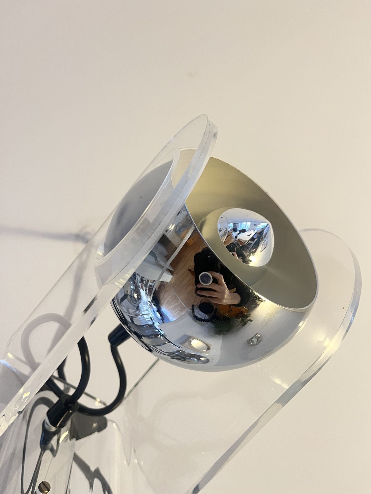 Vintage Chrome & Acrylic Pendant Lamp In The Style Of Gino Sarfatti, Space Age, Italy, 1970s photo vintage