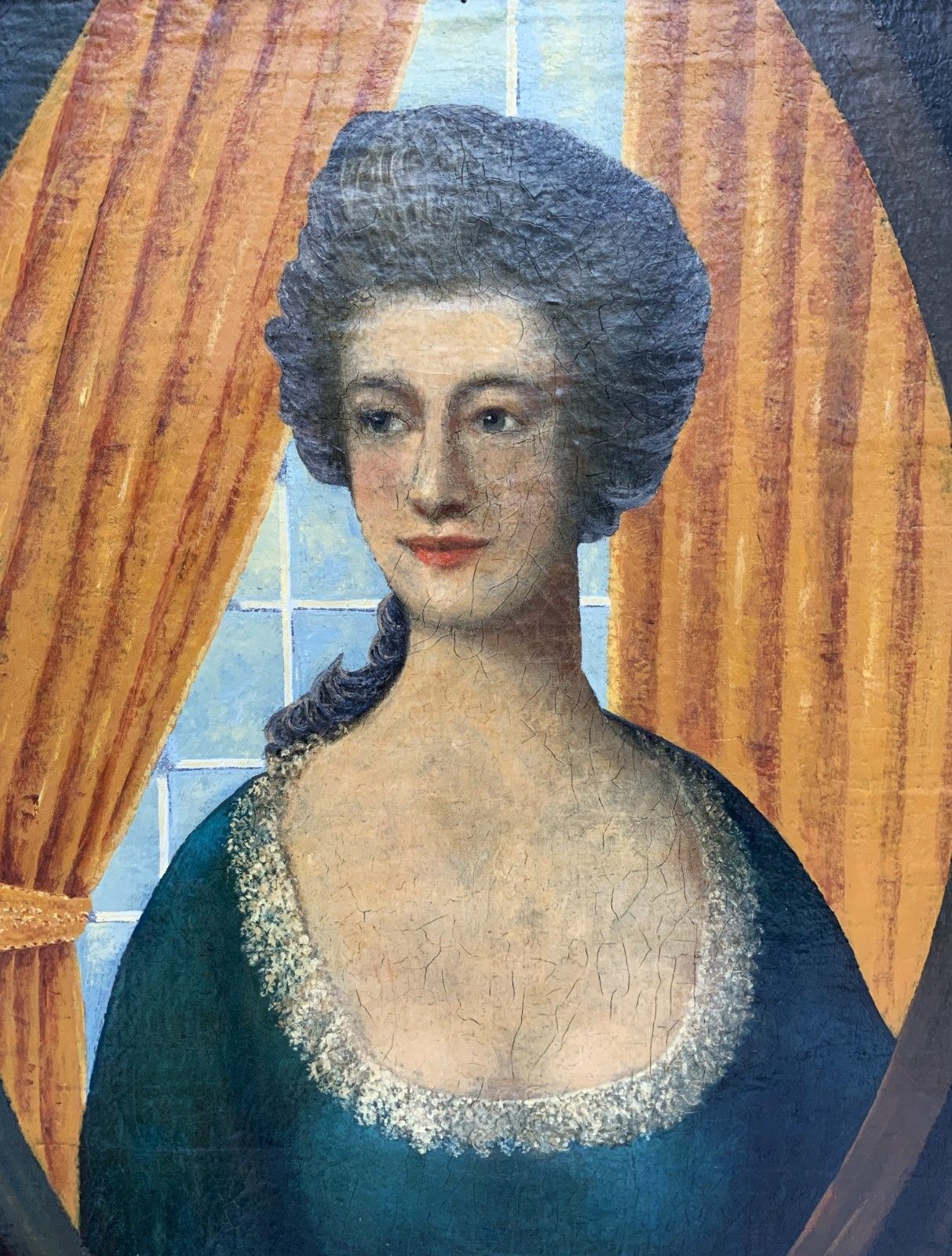 18th Century European School Oil Portrait Painting Of An Elegant Female Beauty photo vintage