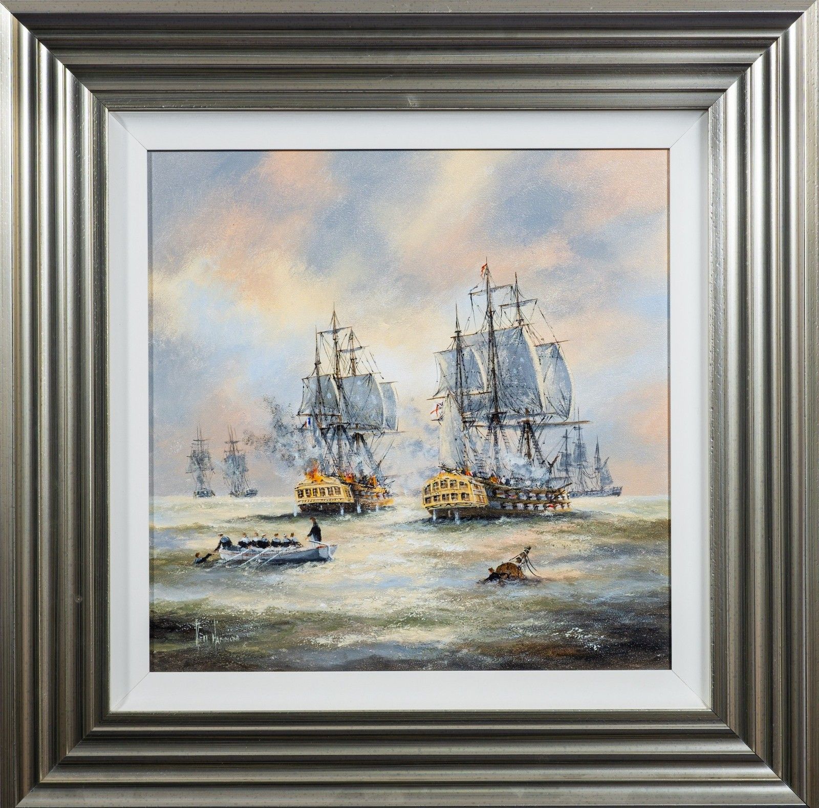 Tall Masted Ships At Full Sail By Ken Hammond (B 1948) Seascape Oil Painting photo buy