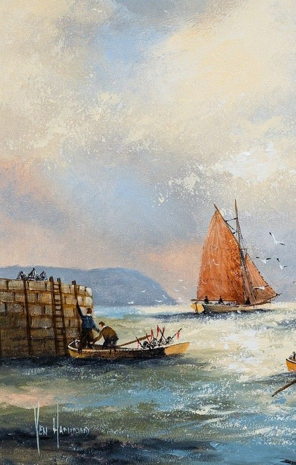 Ken Hammond (British B.1948) Sailing Boats Nautical Seascape Oil Painting photo Art