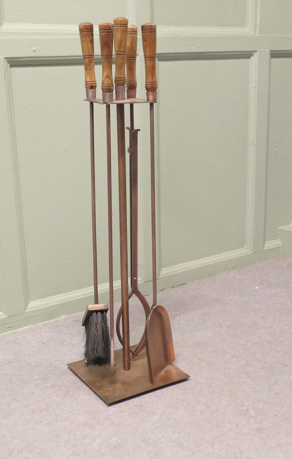 Stylish Arts And Crafts Copper Fireside Companion Set, Fireside Tools photo furniture
