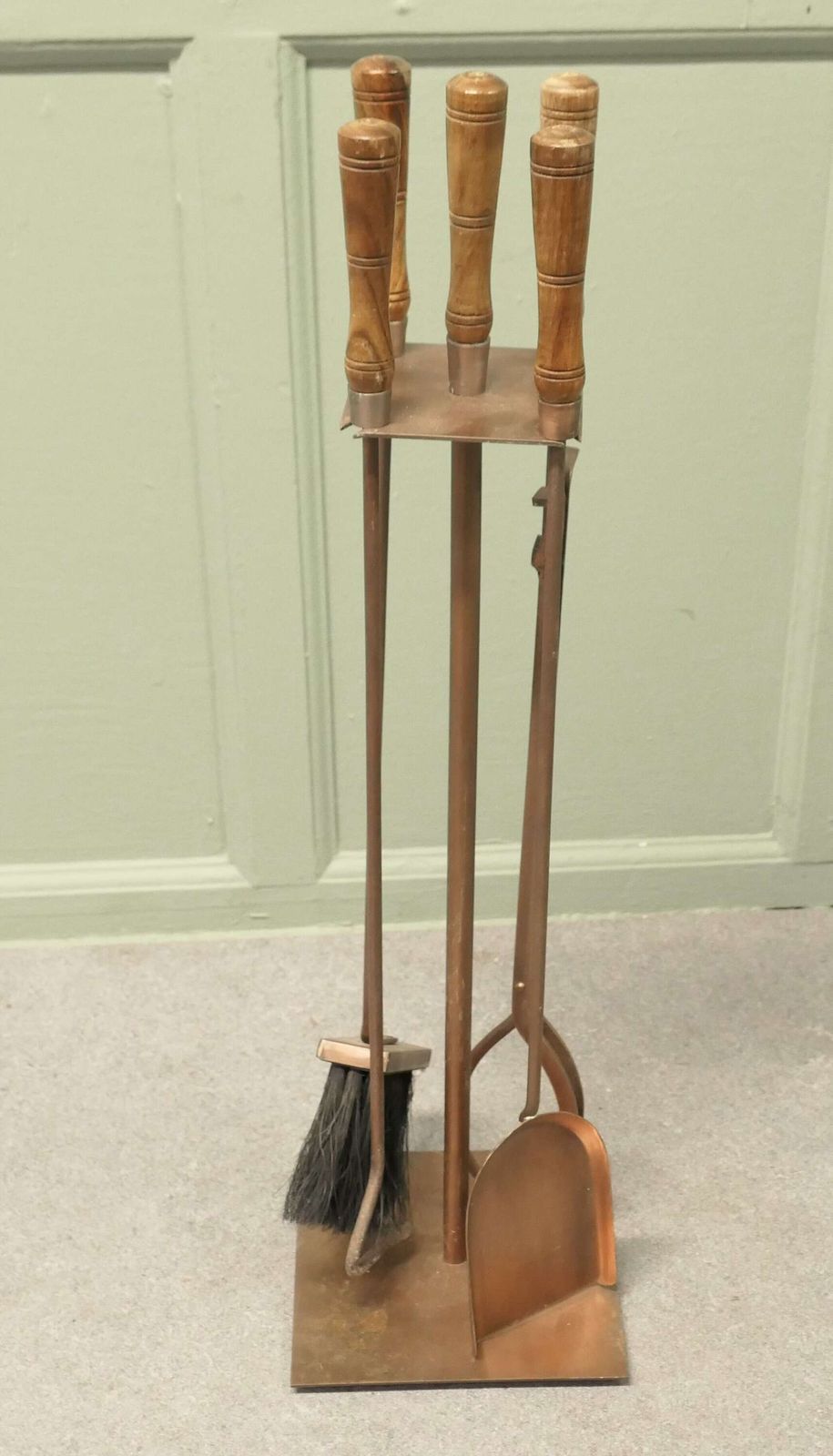 Stylish Arts And Crafts Copper Fireside Companion Set, Fireside Tools photo for sale