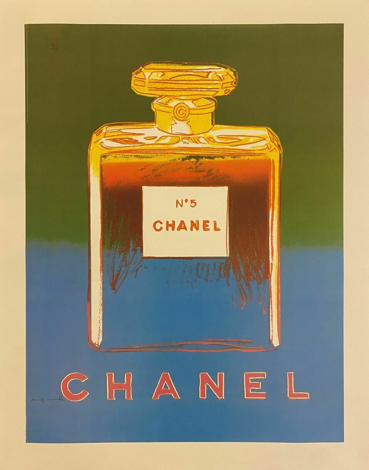 Andy Warhol, 1997   Chanel N.5  Green   Original Vintage Poster Linen Backed photo furniture
