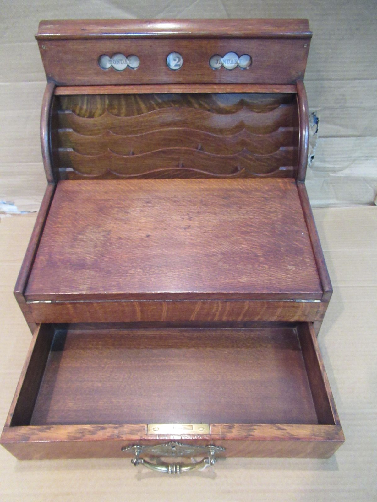 495.0 Late Victorian  Oak Stationary / Date  Cabinet photo