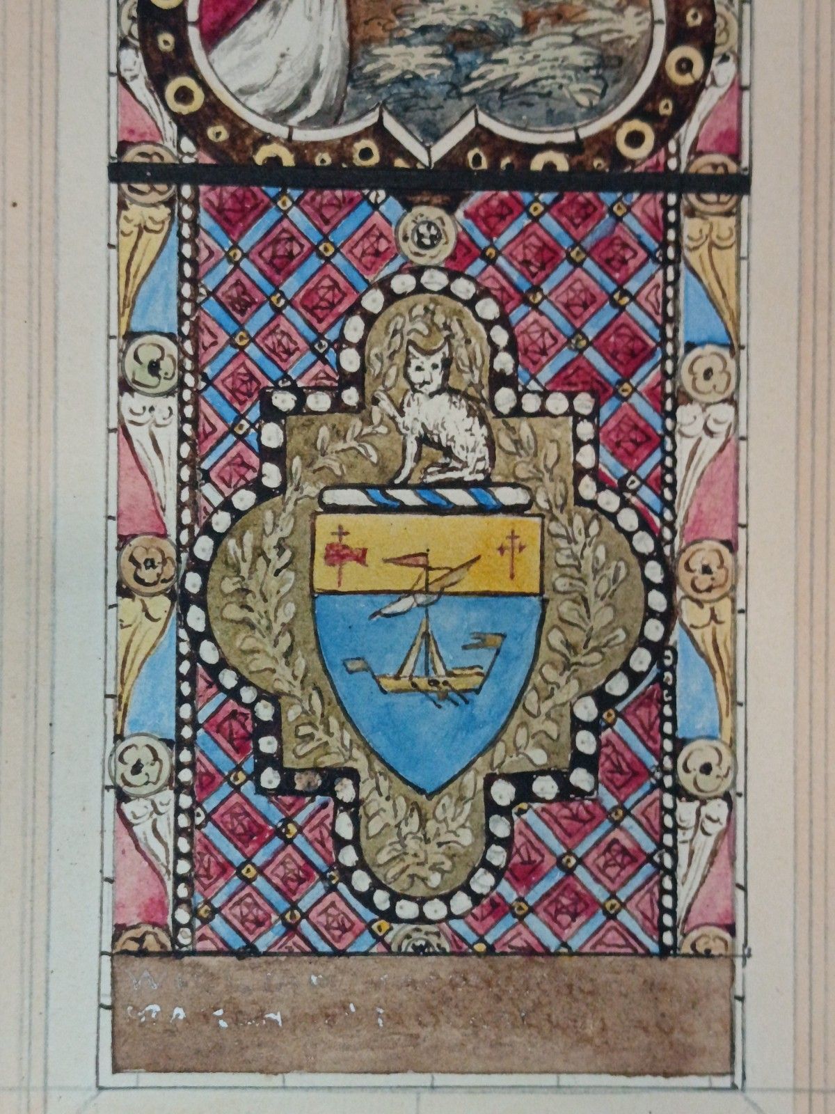 photo for sale Large Victorian Stained Glass Cartoon – Saint John The Baptist – C.1870 33x48cm