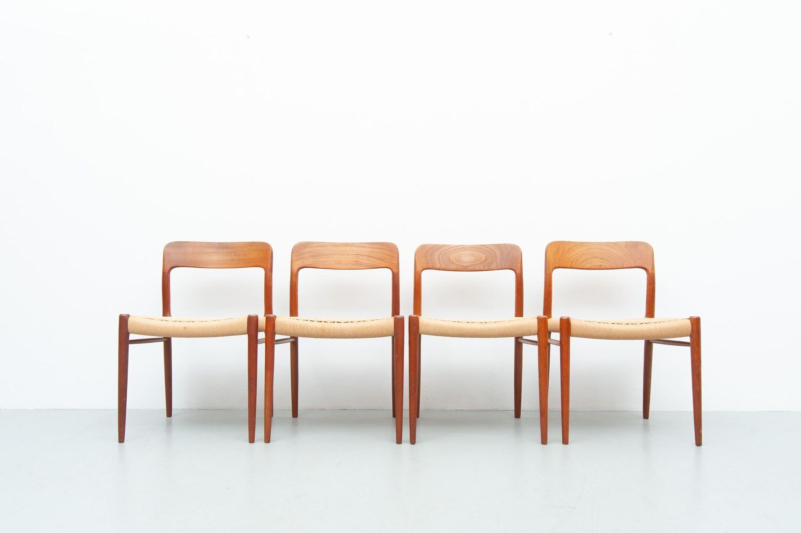 Vintage Model 75 Dining Chairs In Teak By Niels Otto Møller For J. L. Møller Møbelfabrik, 1950s, Set Of 4