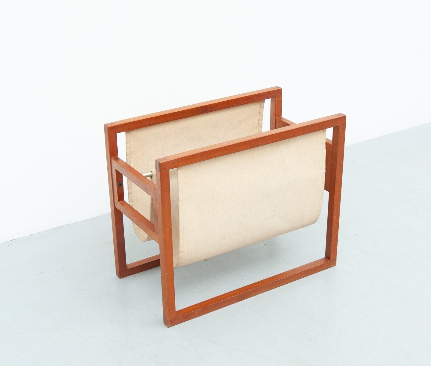 Newspaper Stand In Teak And Linen By Henning Wind Hansen For Sika Møbler, 1960s photo furniture