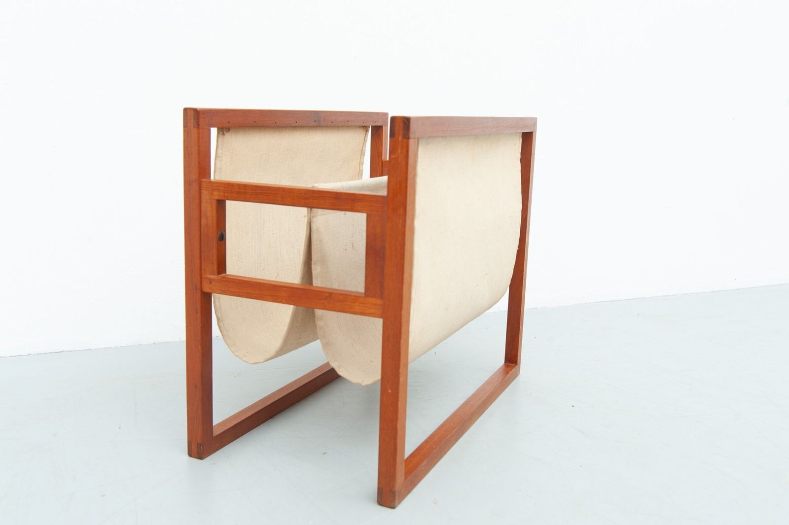 Newspaper Stand In Teak And Linen By Henning Wind Hansen For Sika Møbler, 1960s photo for sale