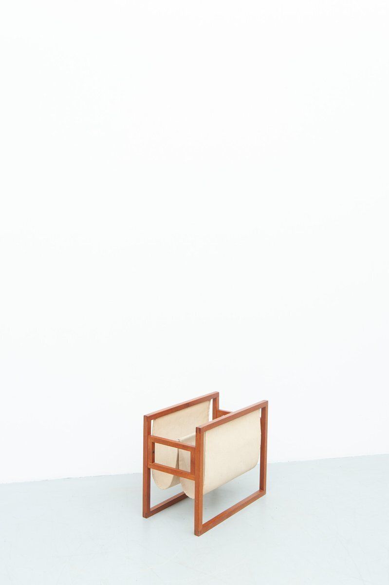 Newspaper Stand In Teak And Linen By Henning Wind Hansen For Sika Møbler, 1960s photo Home Decor