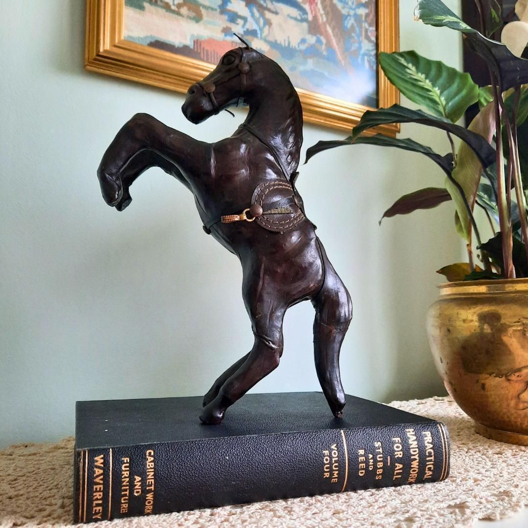 Mid Century Liberty's Style Leather Wrapped Horse Statue Equestrian Figure Sculpture photo buy
