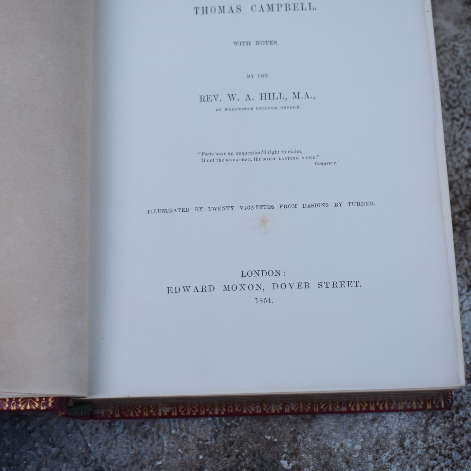 Antique 1854 Cambell's Poetical Works Royal Masonic Prize Giving Leather Book photo vinterior