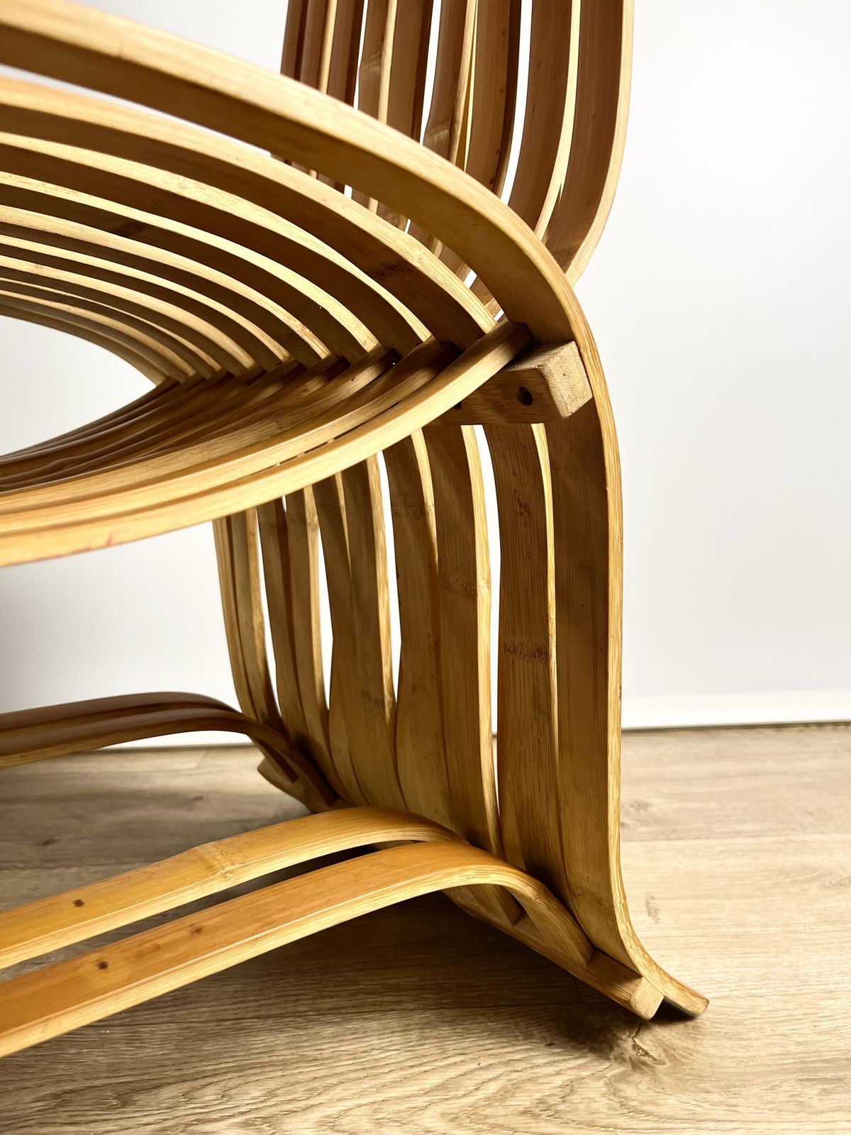 Sculptural Pair Of Bent Bamboo Chairs, Norwegian 1970s photo for sale