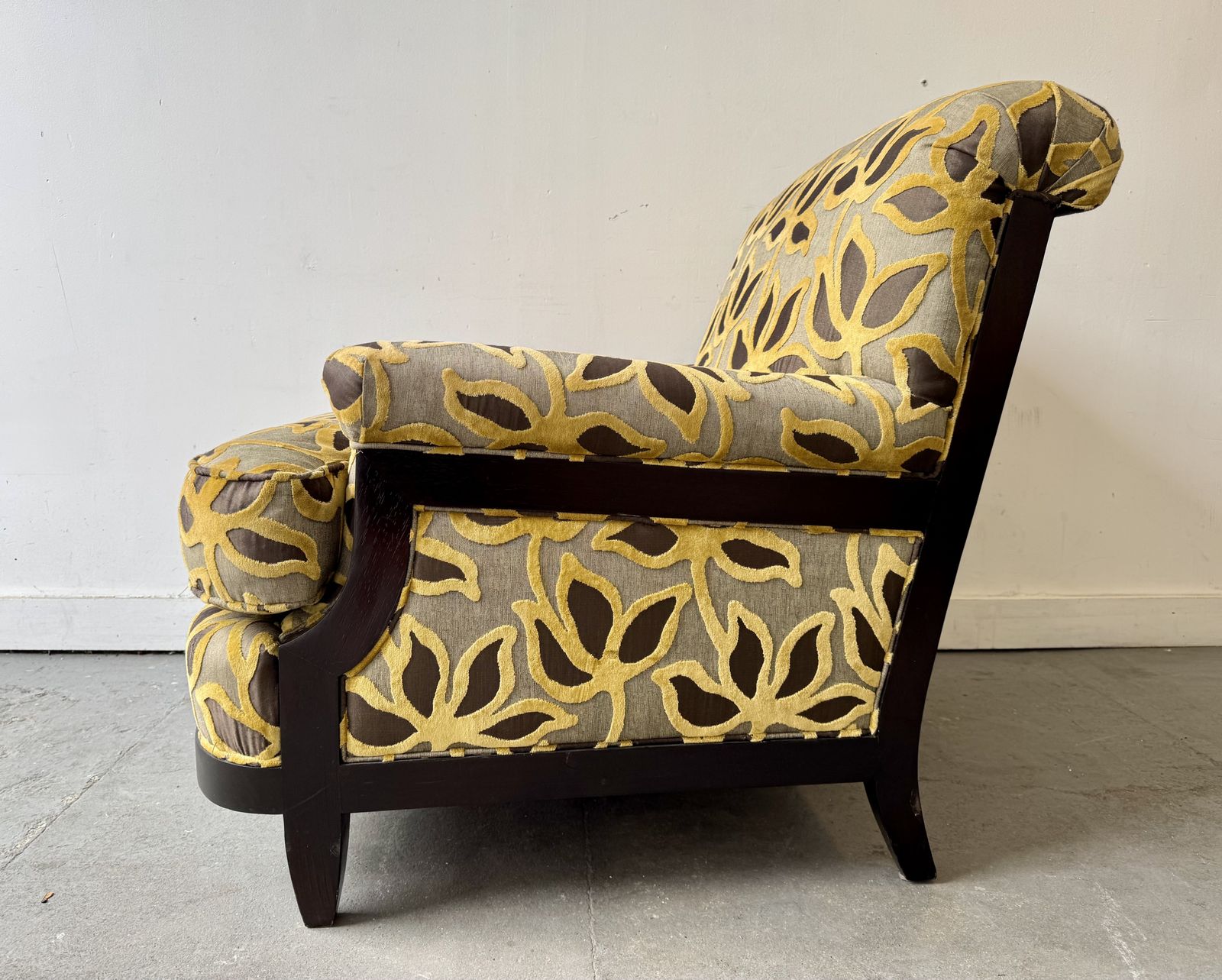 Howard Style Armchair With Yellow Floral Pattern By Century