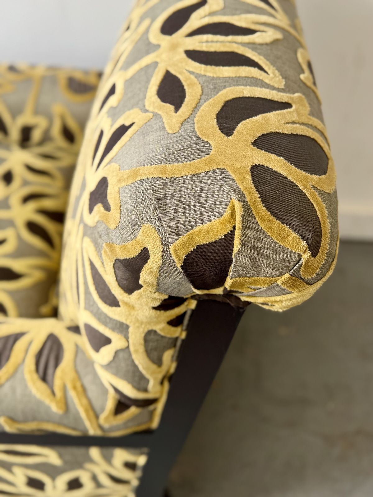 495.0 Howard Style Armchair With Yellow Floral Pattern By Century photo