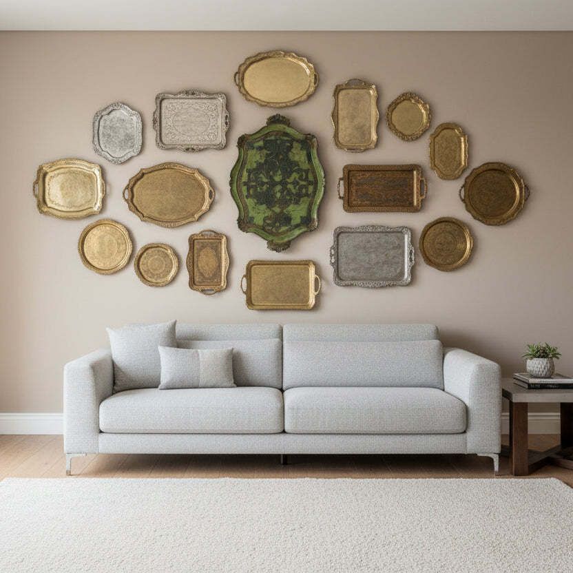 Large Distressed Green And Gold Florentine Tray photo for sale