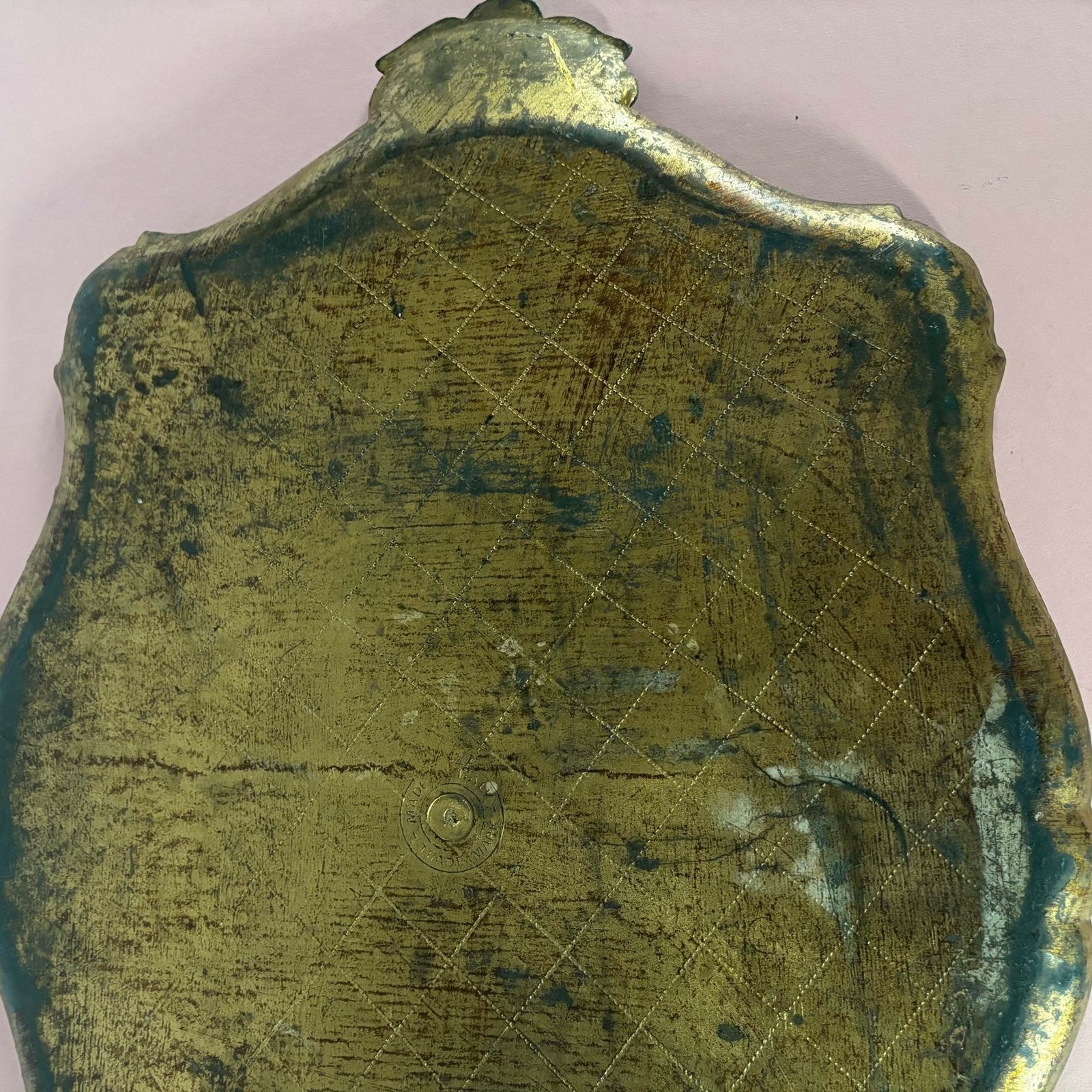 Home Decor Large Distressed Green And Gold Florentine Tray photo