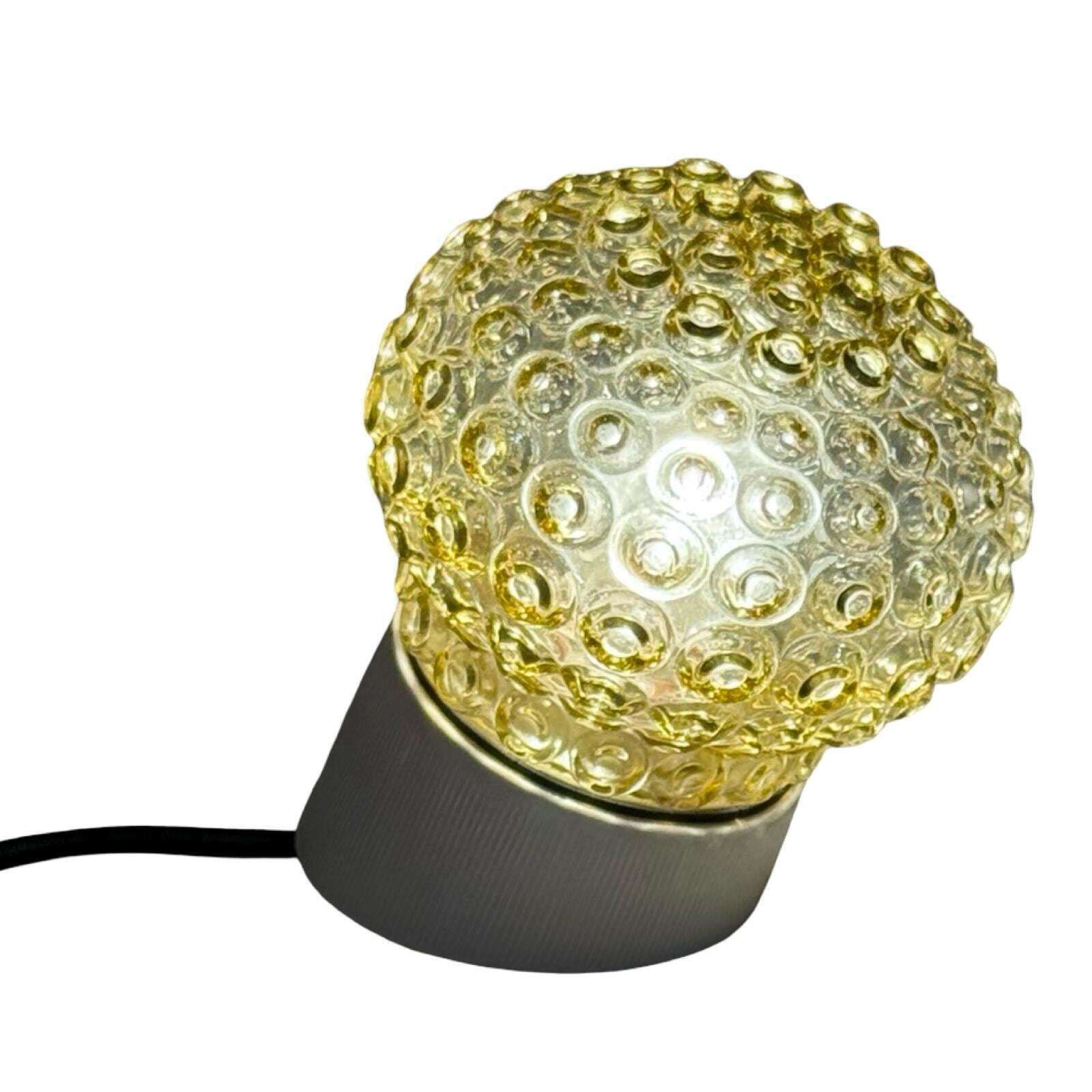 Ca. 1970's Pressed Glass Wall / Ceiling Fixture   Czechoslovakian   Mounted Under An Angle   Porcelain And Yellow Glass