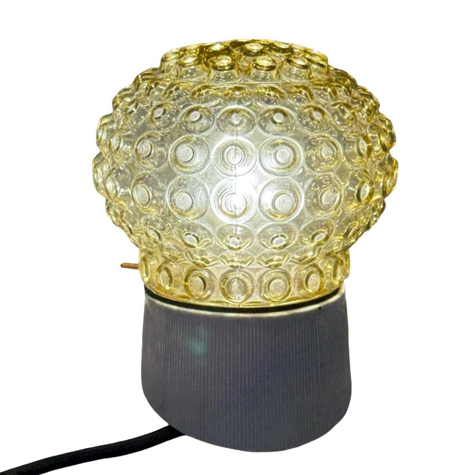 Ca. 1970's Pressed Glass Wall / Ceiling Fixture   Czechoslovakian   Mounted Under An Angle   Porcelain And Yellow Glass photo furniture