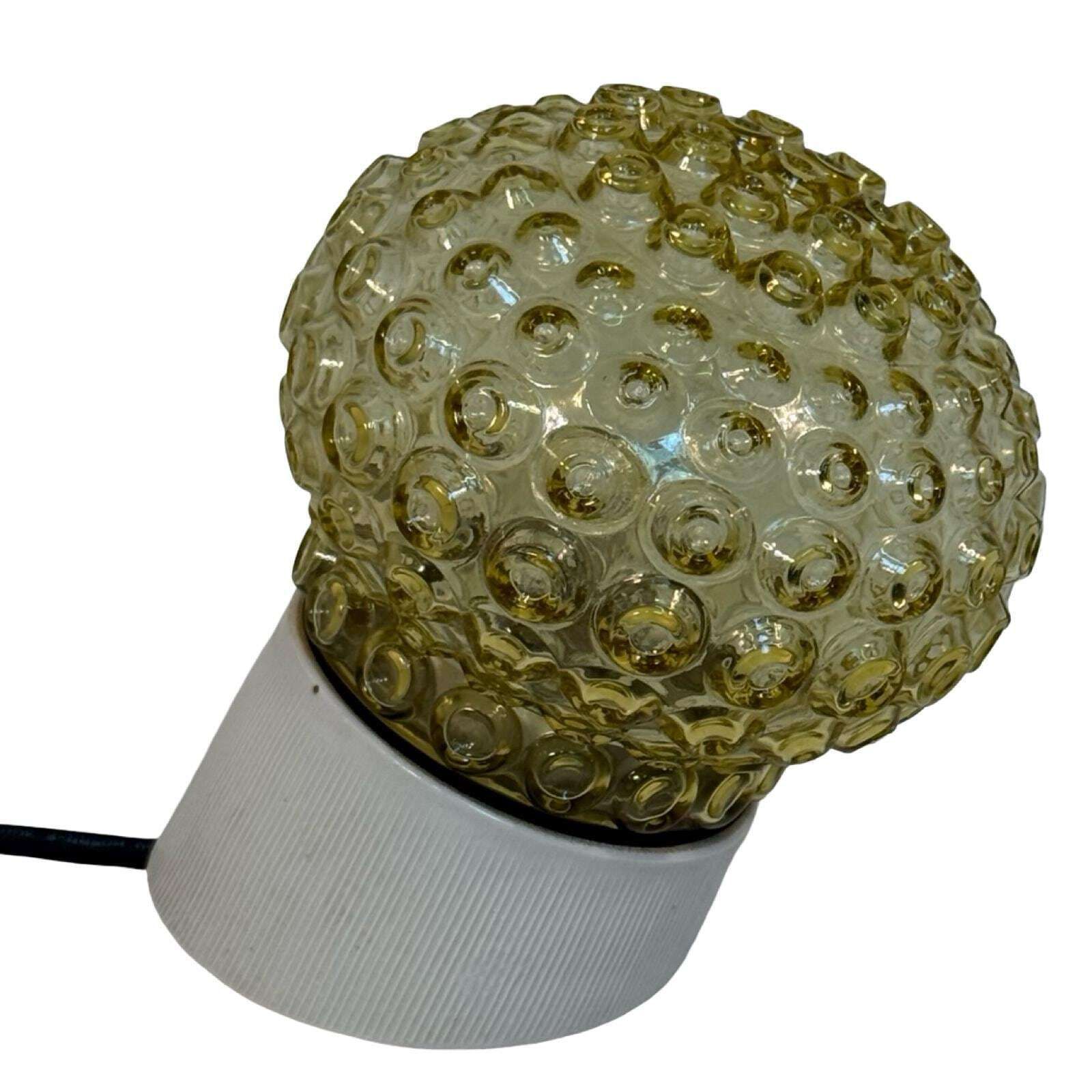 Ca. 1970's Pressed Glass Wall / Ceiling Fixture   Czechoslovakian   Mounted Under An Angle   Porcelain And Yellow Glass photo for sale