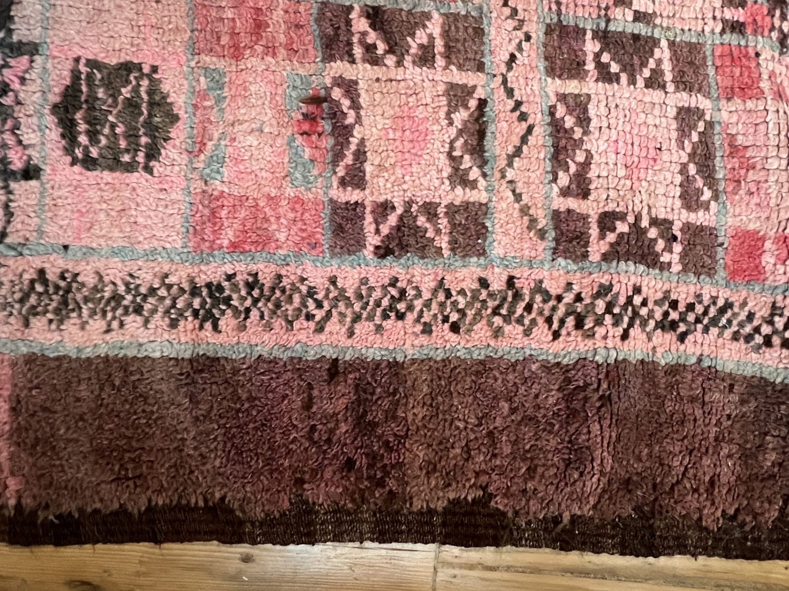 Moroccan Wool Runner In Pink Brown And Grey photo furniture
