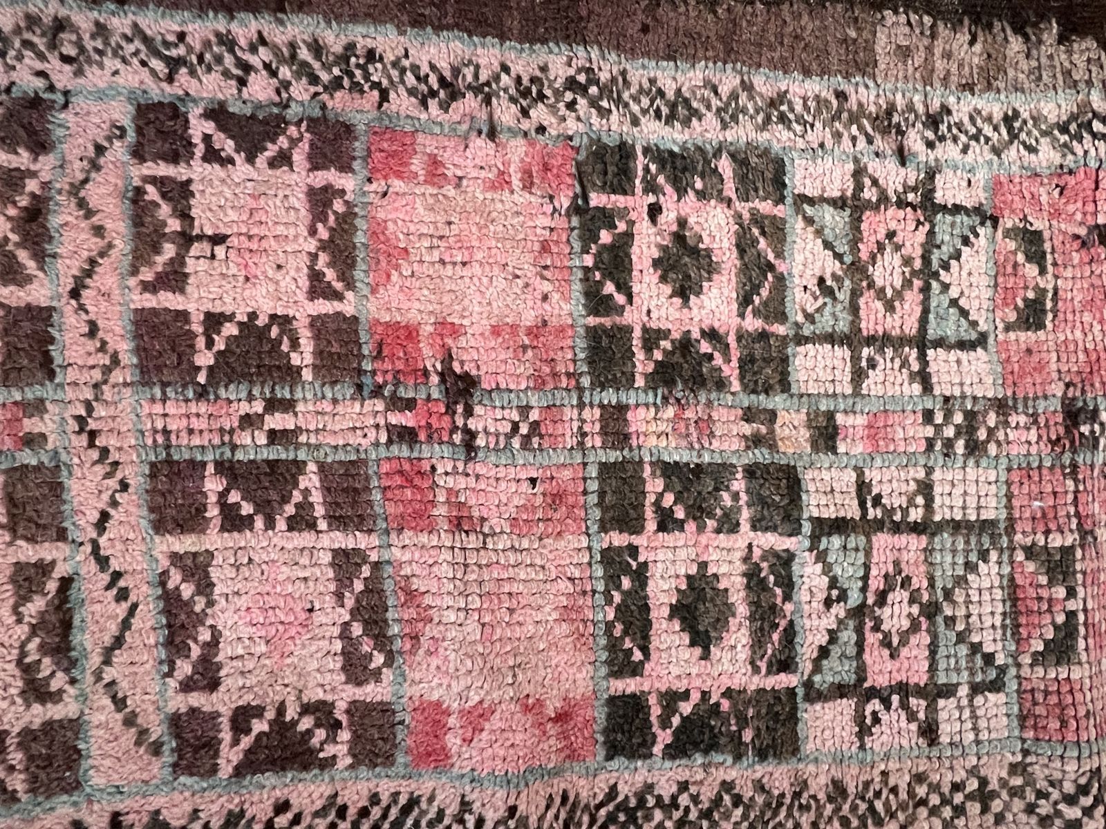 Moroccan Wool Runner In Pink Brown And Grey photo Textiles