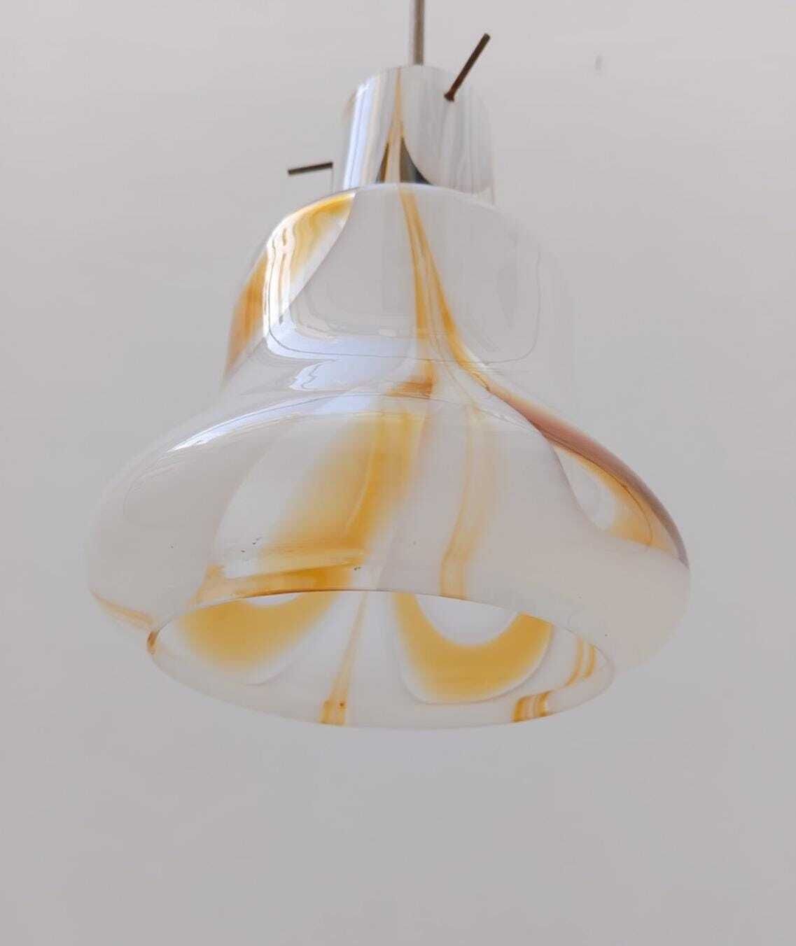 Murano Glass Chandelier Carlo Moretti Era White Yellow Space Age Design 70s Hanglamp photo Lighting