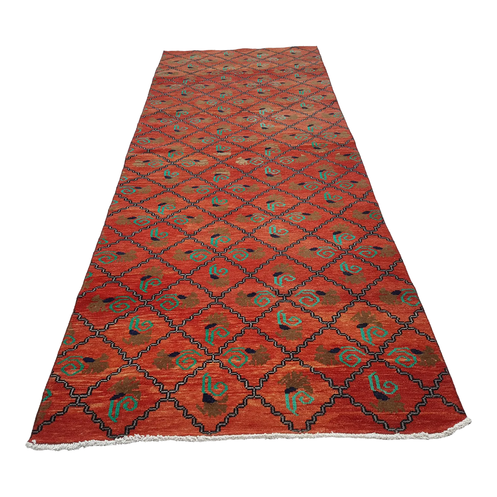 1960s Turkish Oushak Wide Rug   Red Carpet 3'10" X 10'