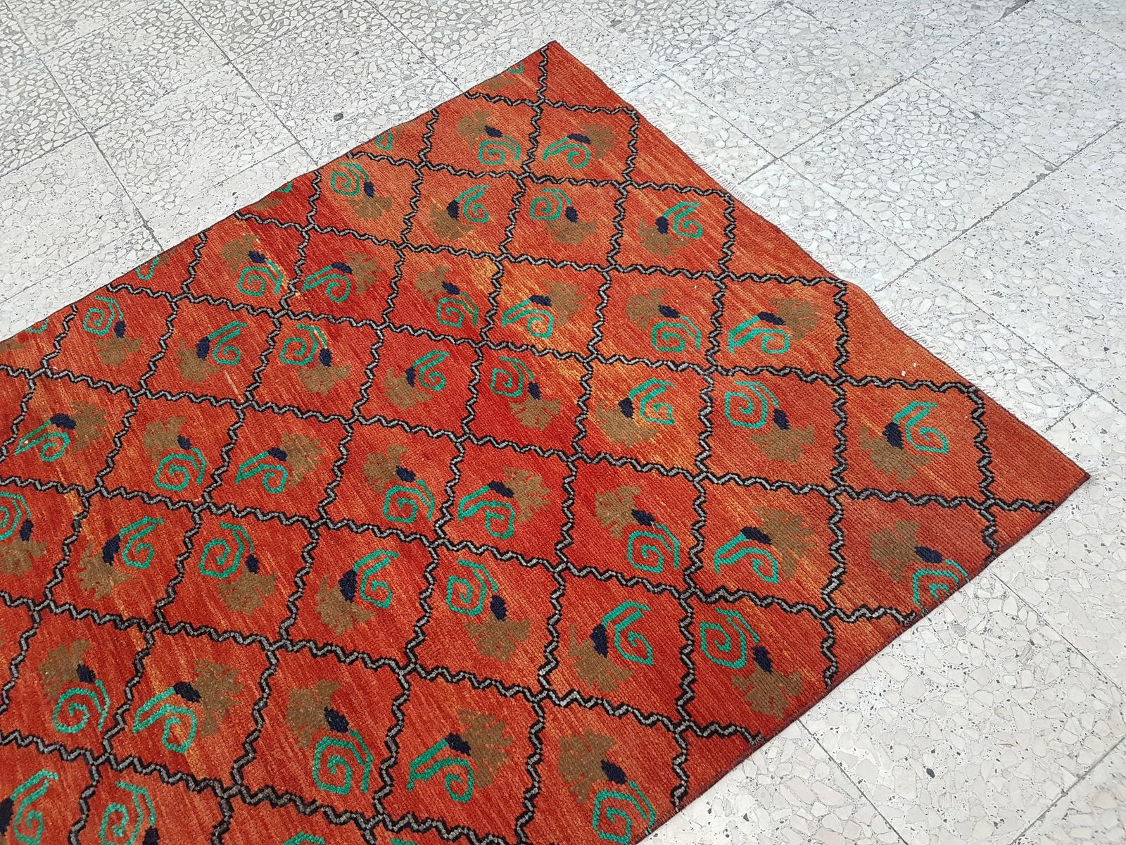 Textiles 1960s Turkish Oushak Wide Rug   Red Carpet 3'10" X 10' photo