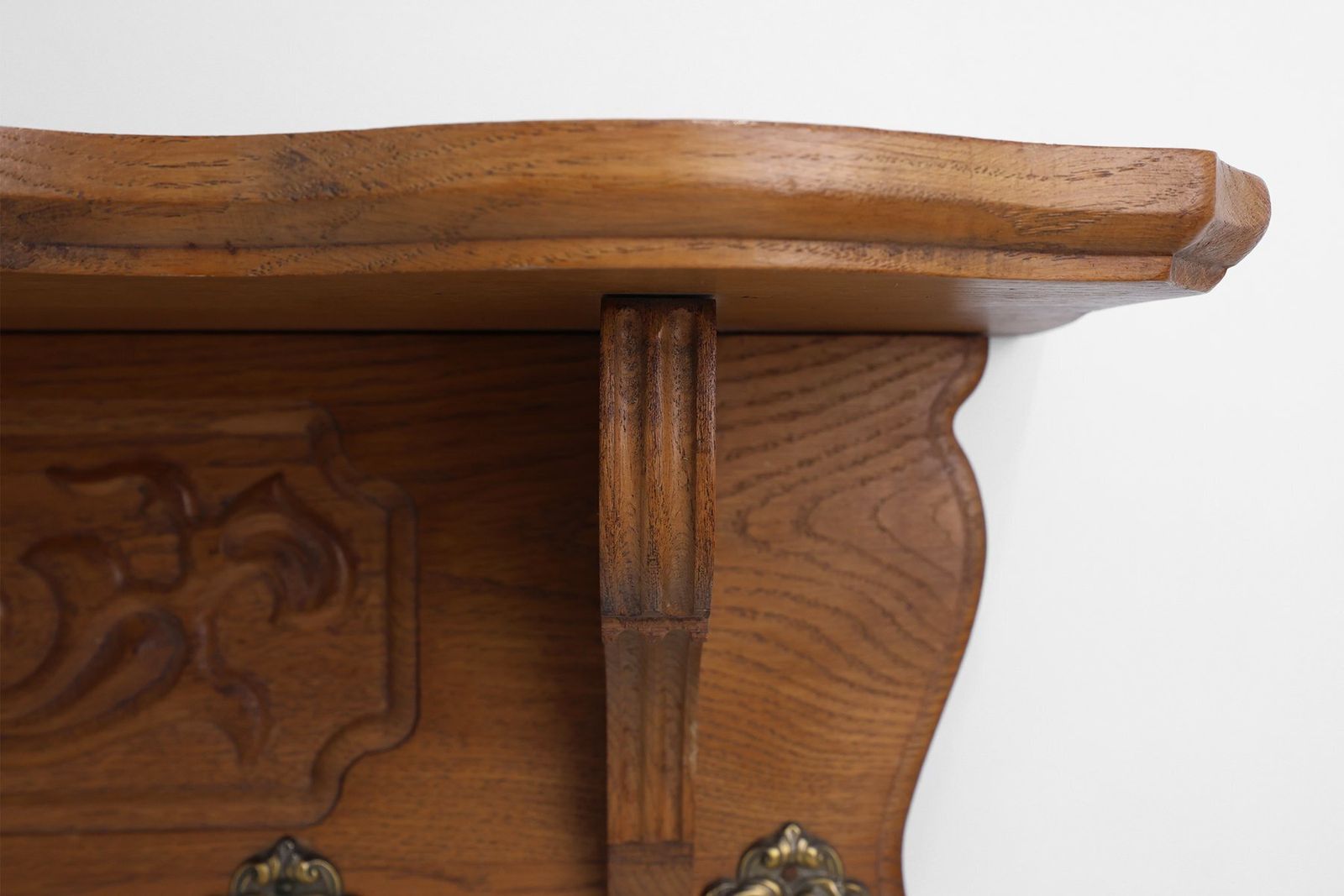 Mid Century Belgian Oak Wall Mounted Coat Rack In The Style Of Bruegel, 1950s photo buy