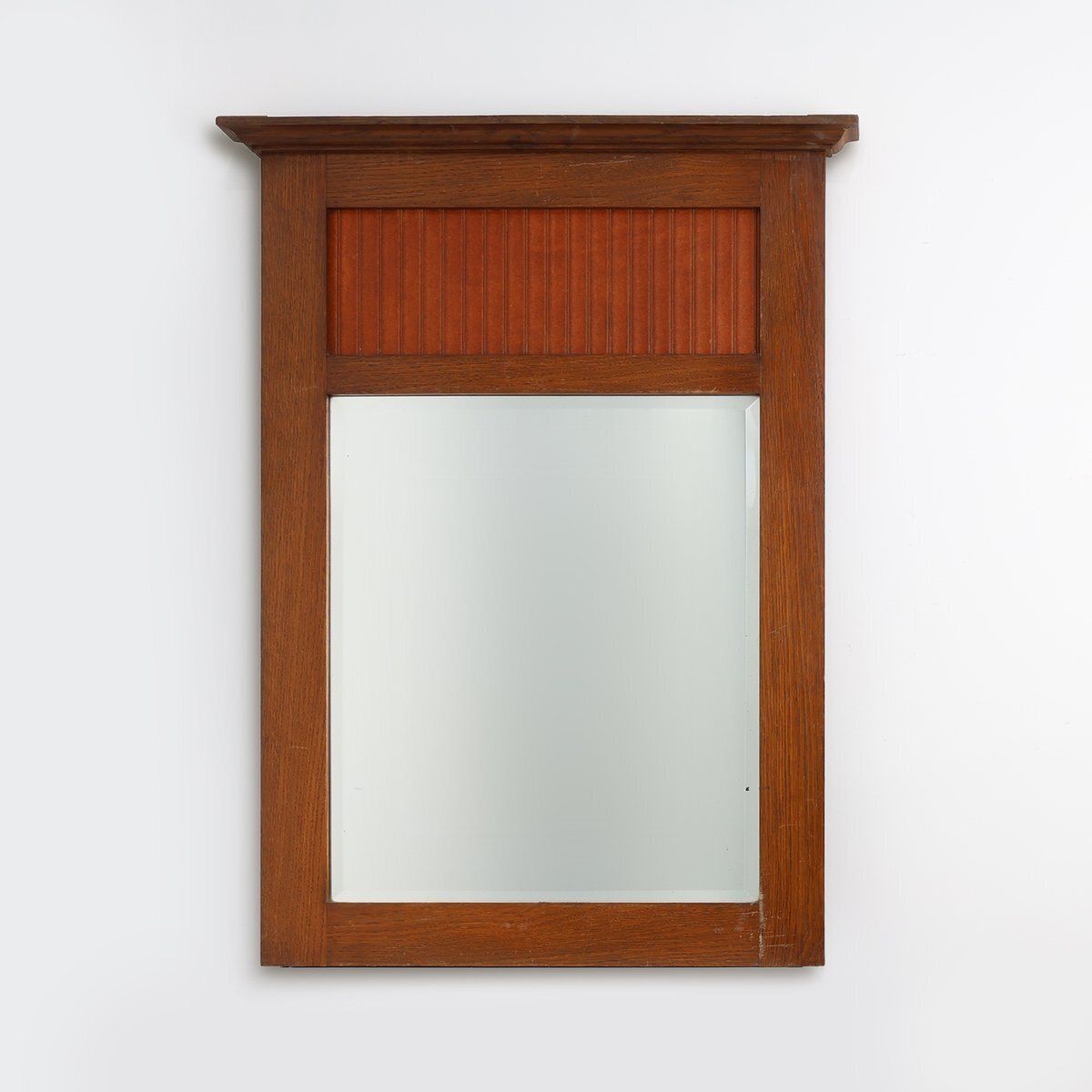 Art Deco French Oak Mirror With Fluted Panel, 1930s