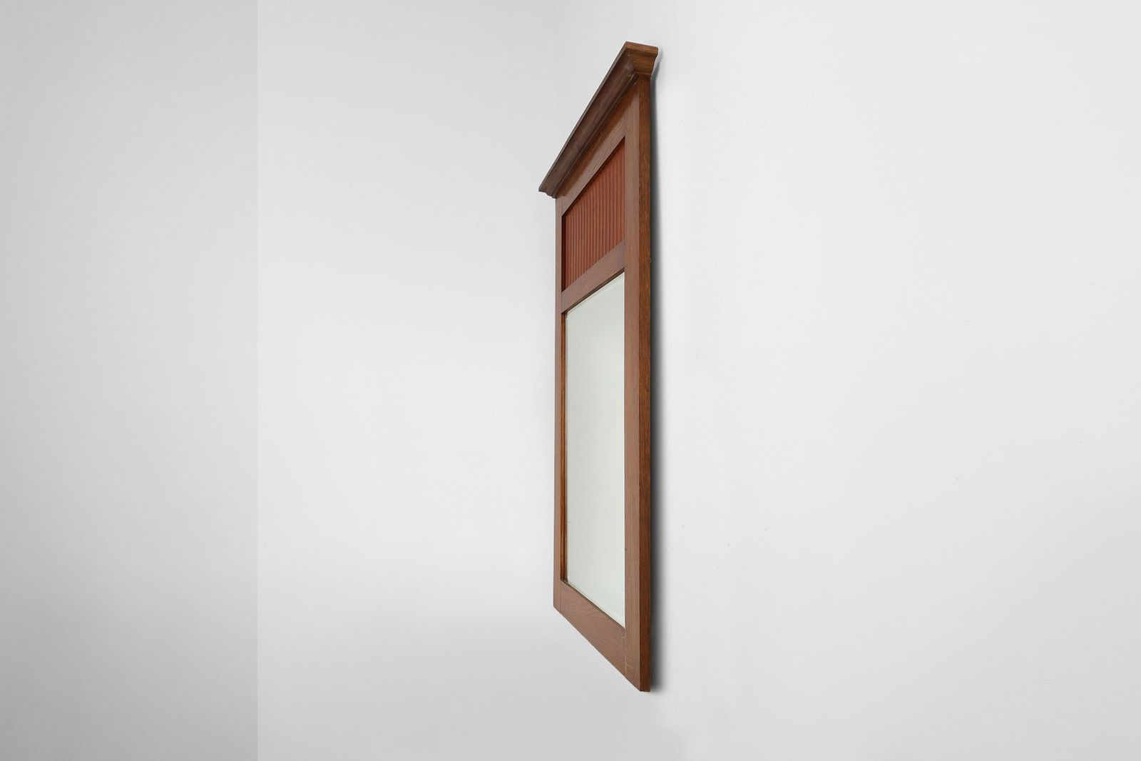 photo for sale Art Deco French Oak Mirror With Fluted Panel, 1930s