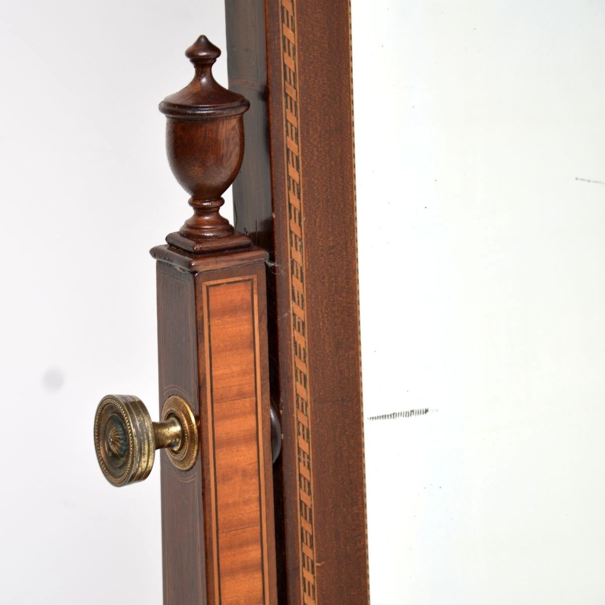 Antique Edwardian Inlaid Mahogany Cheval Mirror photo vinterior
