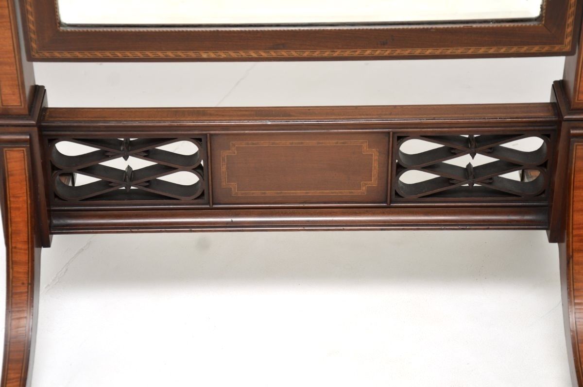 Antique Edwardian Inlaid Mahogany Cheval Mirror photo vintage