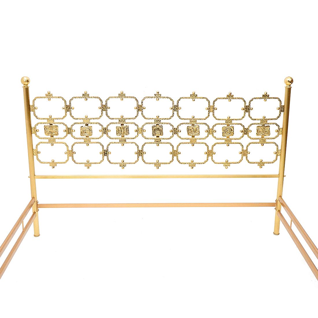 photo for sale Brass Headboard By Luciano Frigerio, 1970s
